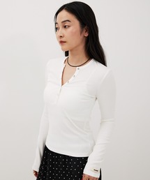 HANNE（アン）の「スナップボタンヘンリーネックロンTEE（Tシャツ/カットソー）」