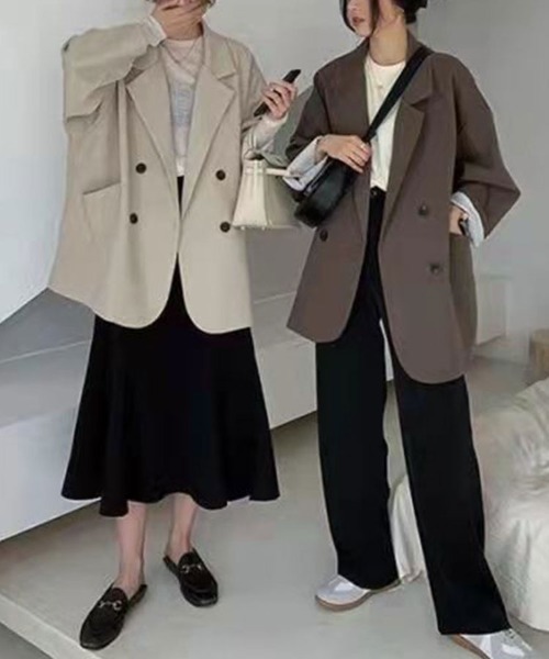 SallyLunn(サリーラン)の「ゆったりダブルテーラードジャケット(テーラードジャケット・レディース・ブラウン/グレー/アイボリー・LARGE/SMALL/MEDIUM)」の16枚目の写真