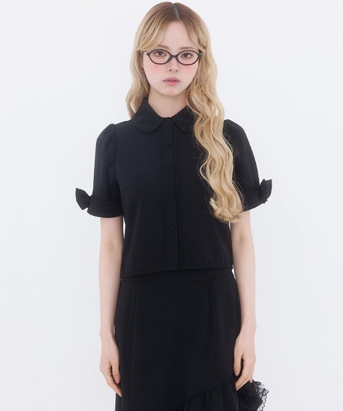 FickleBebe(フィクルベベ)の「パイピングブラウス(シャツ/ブラウス・レディース・ブラック/ホワイト・1/0)」の1枚目の写真