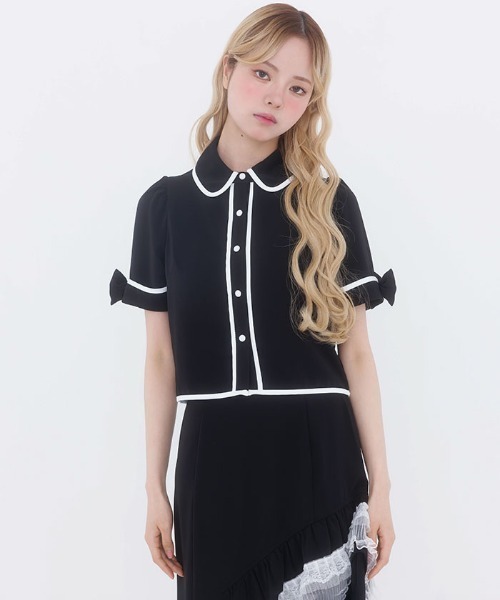 FickleBebe(フィクルベベ)の「パイピングブラウス(シャツ/ブラウス・レディース・ブラック/ホワイト・1/0)」の3枚目の写真