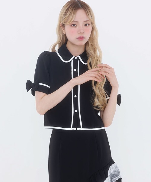 FickleBebe(フィクルベベ)の「パイピングブラウス(シャツ/ブラウス・レディース・ブラック/ホワイト・1/0)」の5枚目の写真