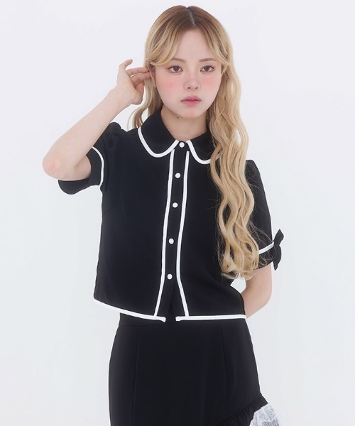 FickleBebe(フィクルベベ)の「パイピングブラウス(シャツ/ブラウス・レディース・ブラック/ホワイト・1/0)」の6枚目の写真