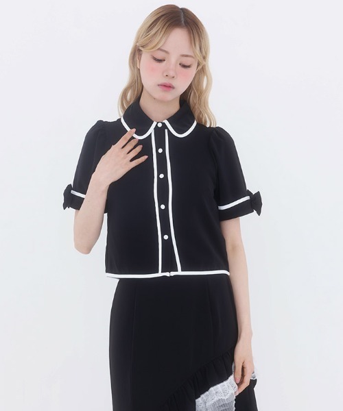 FickleBebe(フィクルベベ)の「パイピングブラウス(シャツ/ブラウス・レディース・ブラック/ホワイト・1/0)」の10枚目の写真