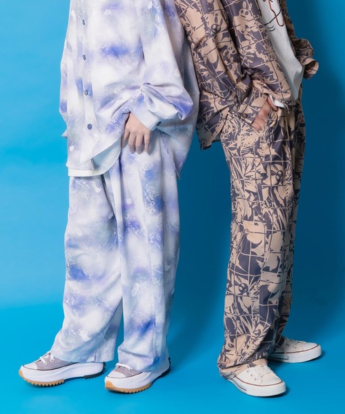 ScoLar Parity（スカラーパリティ）の「361115：メルヘン恐竜柄orレトロ障子柄 ベルト付きパンツ（その他パンツ・レディース・ブルー/チャコールグレー・M）」の3枚目の写真