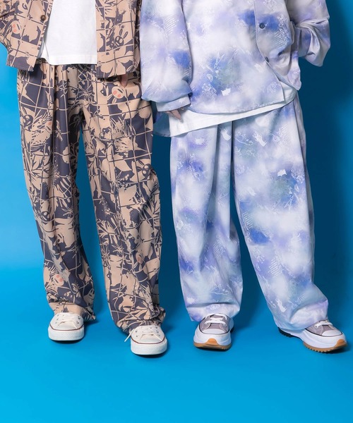 ScoLar Parity（スカラーパリティ）の「361115：メルヘン恐竜柄orレトロ障子柄 ベルト付きパンツ（その他パンツ・レディース・ブルー/チャコールグレー・M）」の4枚目の写真