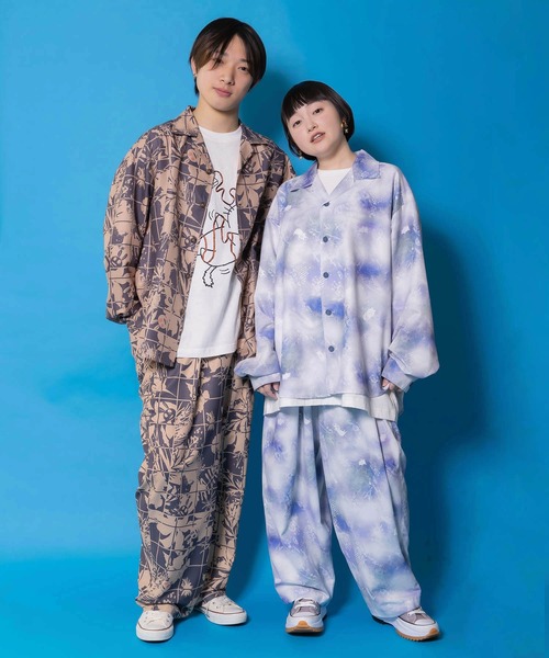 ScoLar Parity（スカラーパリティ）の「361115：メルヘン恐竜柄orレトロ障子柄 ベルト付きパンツ（その他パンツ・レディース・ブルー/チャコールグレー・M）」の5枚目の写真