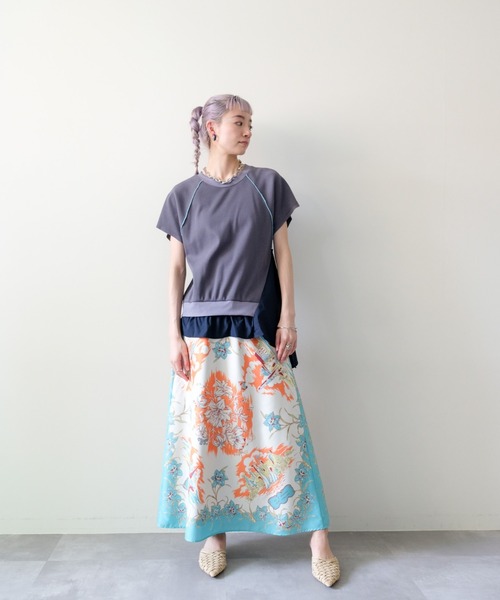 DOLLUPOOPS（ドールアップウップス）の「Yacht Panel Print Skirt(ヨットパネルプリントスカート)（スカート・レディース・ターコイズブルー/オレンジ・FREE）」の9枚目の写真