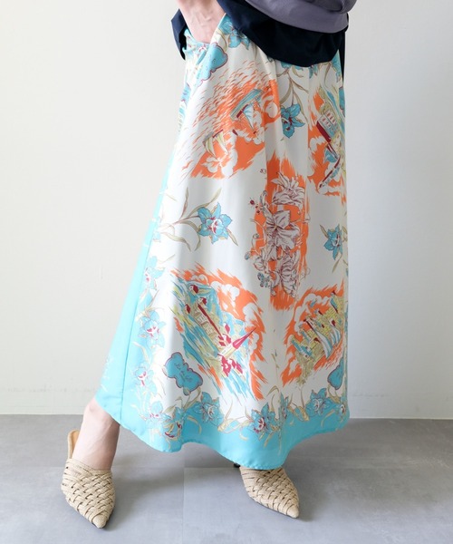 DOLLUPOOPS（ドールアップウップス）の「Yacht Panel Print Skirt(ヨットパネルプリントスカート)（スカート・レディース・ターコイズブルー/オレンジ・FREE）」の6枚目の写真