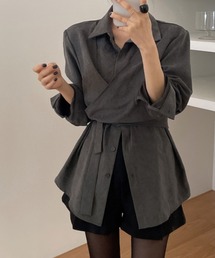 ウエストリボン カシュクールシャツジャケット