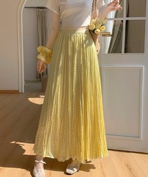 サテンワッシャープリーツロングスカート
