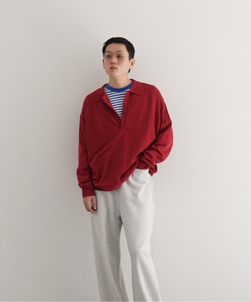 crepuscule（クレプスキュール）の「【EXCLUSIVE】crepuscule L/s polo（ポロシャツ・メンズ・ワインレッド/サックスブルー/ブラック・2/1）」の3枚目の写真