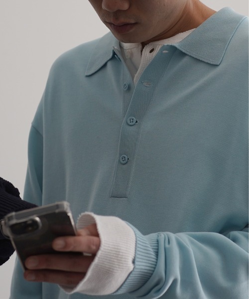 crepuscule（クレプスキュール）の「【EXCLUSIVE】crepuscule L/s polo（ポロシャツ・メンズ・ワインレッド/サックスブルー/ブラック・2/1）」の16枚目の写真