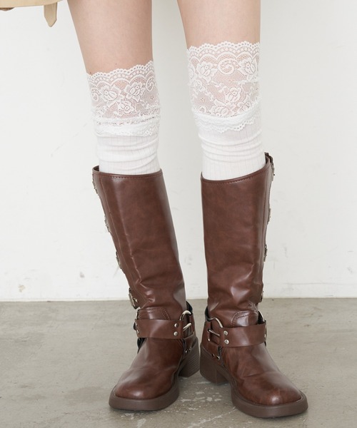 RAY CASSIN(レイカズン)の「レース付きソックス(ソックス/靴下・レディース・アイボリー/ブラック・FREE)」の2枚目の写真