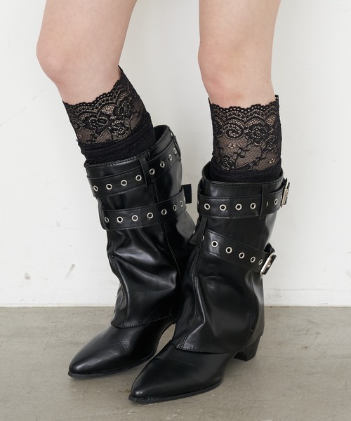 RAY CASSIN(レイカズン)の「レース付きソックス(ソックス/靴下・レディース・アイボリー/ブラック・FREE)」の1枚目の写真