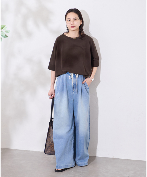 JOURNAL STANDARD（ジャーナルスタンダード）の「【UVカット/洗える/接触冷感】WASHABLE COOL UV ドルマンプルオーバー（ニット/セーター・レディース・ブラウン/ブラック/サックスブルー・FREE）」の6枚目の写真