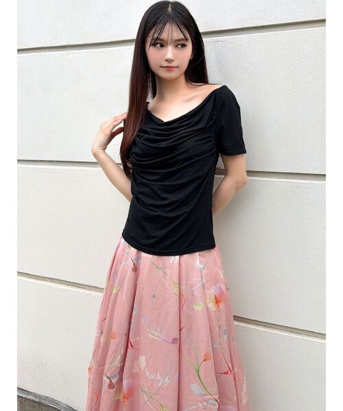RESEXXY(リゼクシー)の「ドレープカットプルオーバー(Tシャツ/カットソー・レディース・ホワイト/チャコールグレー/ブラック・FREE)」の5枚目の写真