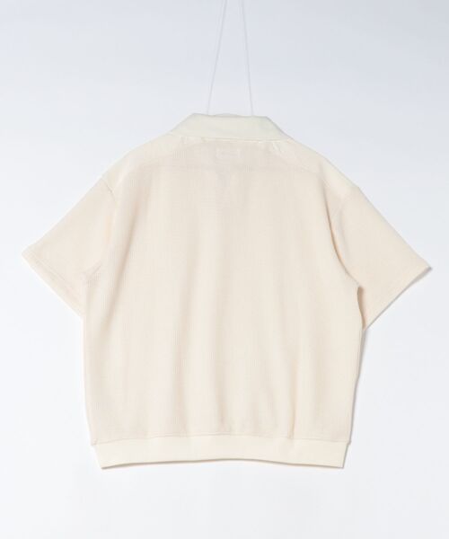ATELANE（アテレーン）の「ATELANE / メランジニットソースキッパーポロシャツ（ポロシャツ・メンズ・ブラック/キナリ・LARGE/MEDIUM）」の8枚目の写真