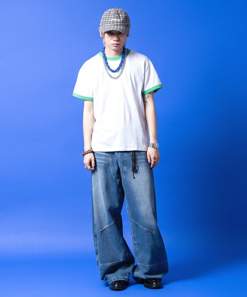 a.p.o.v.(エーピーオービー)の「a.p.o.v. 短丈ルーズ霜降りコットンリンガーTシャツ(Tシャツ/カットソー・メンズ・オレンジ/グリーン/レッド・ONESIZE)」の7枚目の写真
