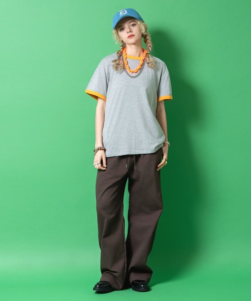 a.p.o.v.(エーピーオービー)の「a.p.o.v. 短丈ルーズ霜降りコットンリンガーTシャツ(Tシャツ/カットソー・メンズ・オレンジ/グリーン/レッド・ONESIZE)」の5枚目の写真