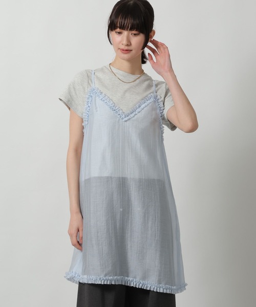 LAKOLE（ラコレ）の「シアーフリルミニキャミワンピース / 663173（ワンピース・レディース・サックスブルー/ブラック/アイボリー・FREE）」の3枚目の写真