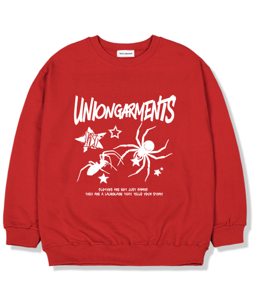 Union Garments(ユニオンガーメンツ)の「スタースパイダー 裏起毛オーバーサイズスウェットシャツ レッド(スウェット・レディース・その他・L/XL/XXL)」の1枚目の写真