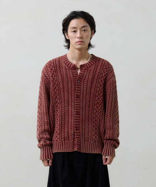 NOUN(ノウン)の「faded cable knit (red)(カーディガン/ボレロ・メンズ・その他・1/2)」の1枚目の写真