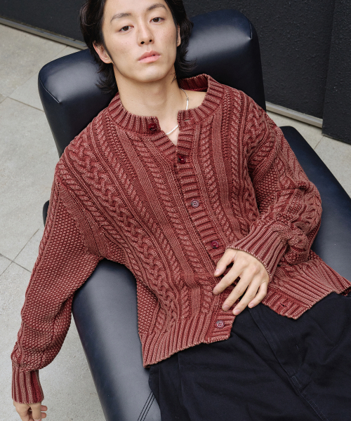 NOUN(ノウン)の「faded cable knit (red)(カーディガン/ボレロ・メンズ・その他・1/2)」の9枚目の写真