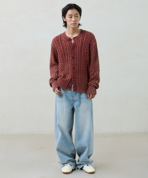 NOUN(ノウン)の「faded cable knit (red)(カーディガン/ボレロ・メンズ・その他・1/2)」の10枚目の写真