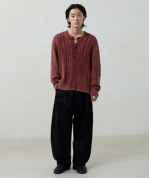 NOUN(ノウン)の「faded cable knit (red)(カーディガン/ボレロ・メンズ・その他・1/2)」の3枚目の写真