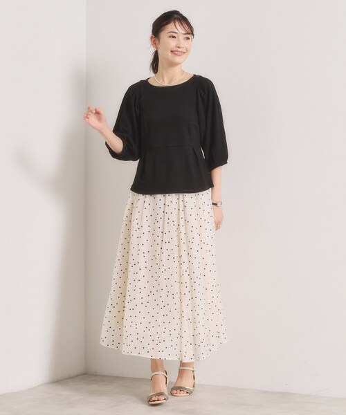 ITS'DEMO(イッツデモ)の「【洗濯機OK】シャーリングジャカードトップス(Tシャツ/カットソー・レディース・ブラック/アイボリー/グリーン・00)」の15枚目の写真