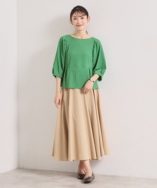 ITS'DEMO(イッツデモ)の「【洗濯機OK】シャーリングジャカードトップス(Tシャツ/カットソー・レディース・ブラック/アイボリー/グリーン・00)」の19枚目の写真