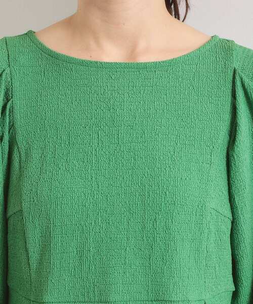 ITS'DEMO(イッツデモ)の「【洗濯機OK】シャーリングジャカードトップス(Tシャツ/カットソー・レディース・ブラック/アイボリー/グリーン・00)」の5枚目の写真