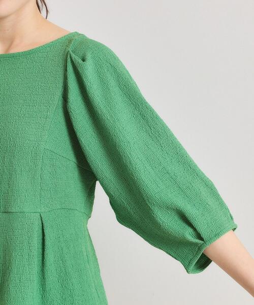 ITS'DEMO(イッツデモ)の「【洗濯機OK】シャーリングジャカードトップス(Tシャツ/カットソー・レディース・ブラック/アイボリー/グリーン・00)」の7枚目の写真