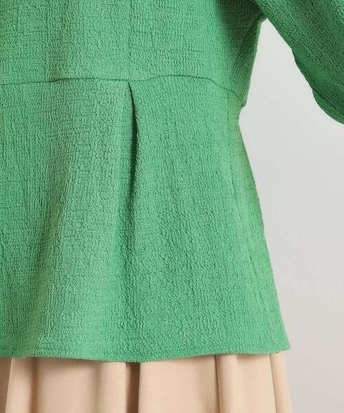 ITS'DEMO(イッツデモ)の「【洗濯機OK】シャーリングジャカードトップス(Tシャツ/カットソー・レディース・ブラック/アイボリー/グリーン・00)」の8枚目の写真