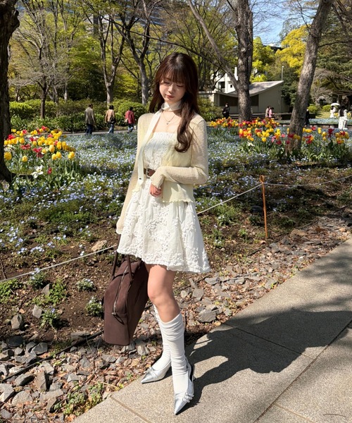 mellowneon（メロウネオン）の「2way立体フラワースカート/チュニック/ワンピース（スカート・レディース・ホワイト/ブラック・FREE）」の12枚目の写真