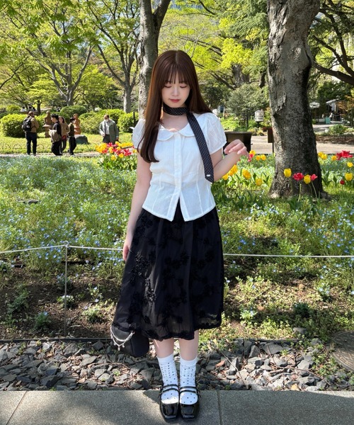 mellowneon（メロウネオン）の「2way立体フラワースカート/チュニック/ワンピース（スカート・レディース・ホワイト/ブラック・FREE）」の18枚目の写真