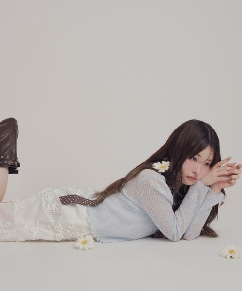 mellowneon（メロウネオン）の「2way立体フラワースカート/チュニック/ワンピース（スカート・レディース・ホワイト/ブラック・FREE）」の7枚目の写真
