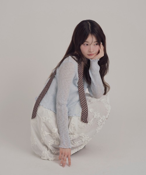 mellowneon（メロウネオン）の「2way立体フラワースカート/チュニック/ワンピース（スカート・レディース・ホワイト/ブラック・FREE）」の5枚目の写真