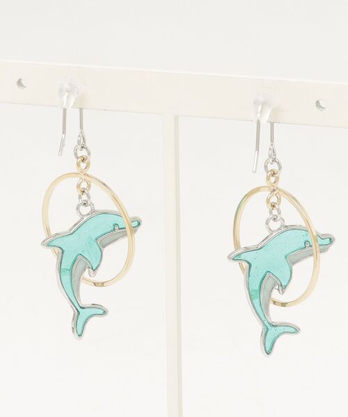 gargle(ガーグル)の「gargle ガーグル:海の生き物シリーズ ジャンピングイルカ ドルフィン リング(ピアス(両耳用)・レディース・ピンク/ブルー・FREE)」の6枚目の写真