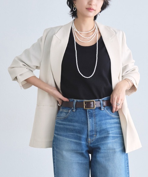 RASW（ラス）の「【Akaneさんコラボアイテム】[RASW]ウォッシャブルリネンタッチジャケット（テーラードジャケット・レディース・キナリ/ブラック・M/LL/L）」の16枚目の写真