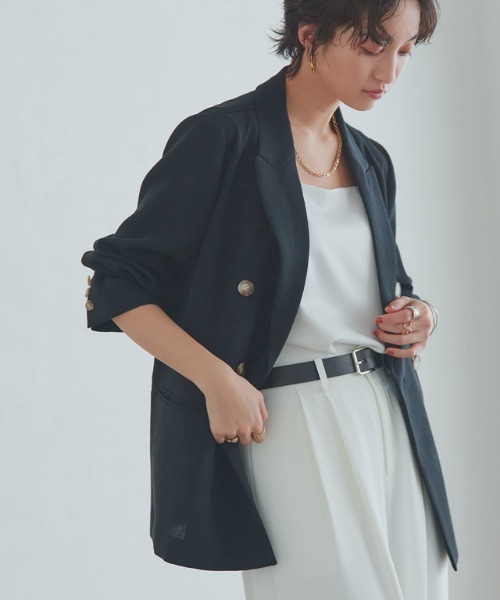 RASW（ラス）の「【Akaneさんコラボアイテム】[RASW]ウォッシャブルリネンタッチジャケット（テーラードジャケット・レディース・キナリ/ブラック・M/LL/L）」の20枚目の写真