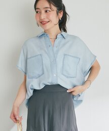 La boutique BonBon（ラブティックボンボン）の「【オシャレ見えカジュアル】テンセルデニムフレンチスリーブシャツ（シャツ/ブラウス）」