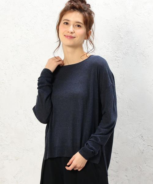 green label relaxing(グリーンレーベルリラクシング)の「KF JUS C/N WIDE スリット PO ニット◆(ニット/セーター・レディース・オフホワイト/モカ/ネイビー・FREE)」の3枚目の写真