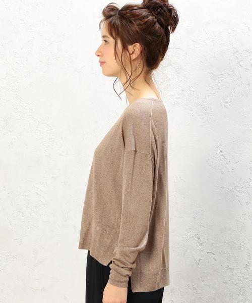 green label relaxing(グリーンレーベルリラクシング)の「KF JUS C/N WIDE スリット PO ニット◆(ニット/セーター・レディース・オフホワイト/モカ/ネイビー・FREE)」の6枚目の写真