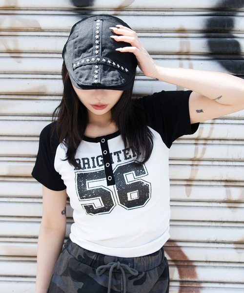 WEGO（ウィゴー）の「WEGO/【26年春新作】グラフィックラグランヘンリーネックT（Tシャツ/カットソー・レディース・その他3/その他2/その他1/その他4/その他5・FREE）」の9枚目の写真