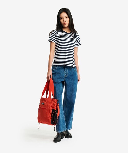 AIGLE(エーグル)の「UVカット ピマコットン マリニエールボーダー半袖Tシャツ(Tシャツ/カットソー・レディース・ダークネイビー/ピンク・L/M/S)」の4枚目の写真