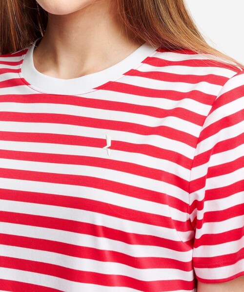 AIGLE(エーグル)の「UVカット ピマコットン マリニエールボーダー半袖Tシャツ(Tシャツ/カットソー・レディース・ダークネイビー/ピンク・L/M/S)」の8枚目の写真