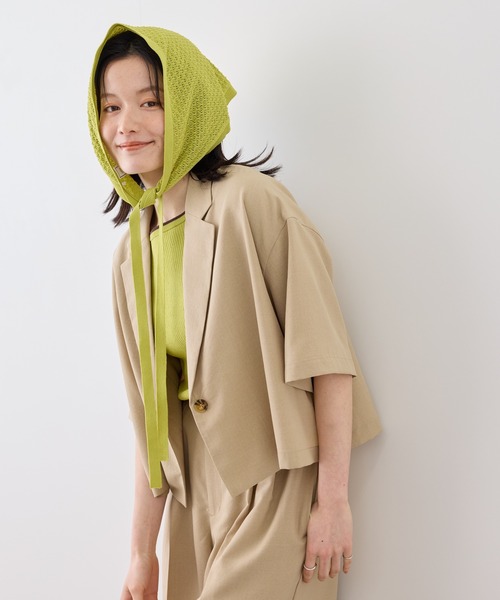 ROPE' PICNIC(ロペピクニック)の「シャーベットニット 透かし編みニットスカーフ/UVケア(バンダナ/スカーフ・レディース・ミント/ダークブラウン/オフホワイト・FREE)」の9枚目の写真