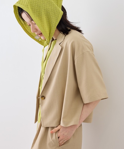 ROPE' PICNIC(ロペピクニック)の「シャーベットニット 透かし編みニットスカーフ/UVケア(バンダナ/スカーフ・レディース・ミント/ダークブラウン/オフホワイト・FREE)」の4枚目の写真