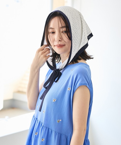 ROPE' PICNIC(ロペピクニック)の「シャーベットニット 透かし編みニットスカーフ/UVケア(バンダナ/スカーフ・レディース・ミント/ダークブラウン/オフホワイト・FREE)」の20枚目の写真